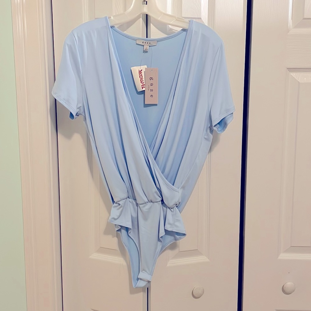 NWT Blue short sleeve bodysuit: Size L